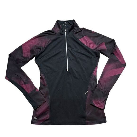 ATHLETA Running Wild Half Zip Shirt Black Purple Size Small - Picture 1 of 5